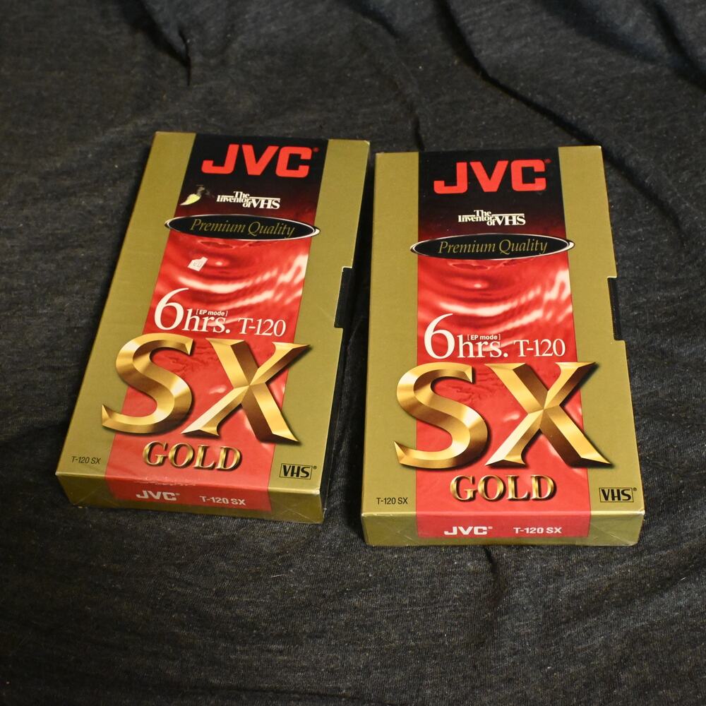 Lot of 2 Sealed JVC T-120 SX Gold 6 Hours Blank VHS Tapes